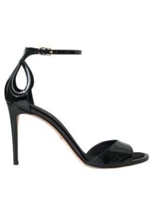 Dolce & Gabbana Black KEIRA Leather Heels Sandals Shoes