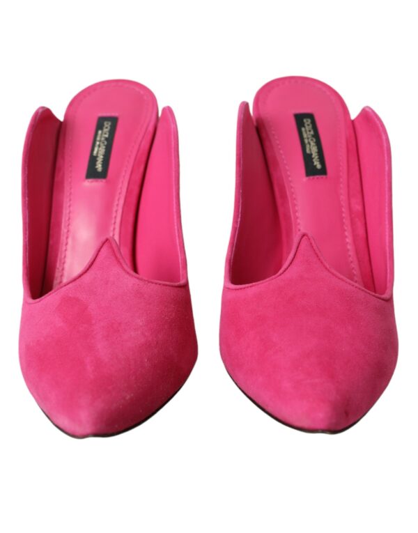 Dolce & Gabbana Fuchsia Suede Leather Mules Sandals Shoes - Image 2