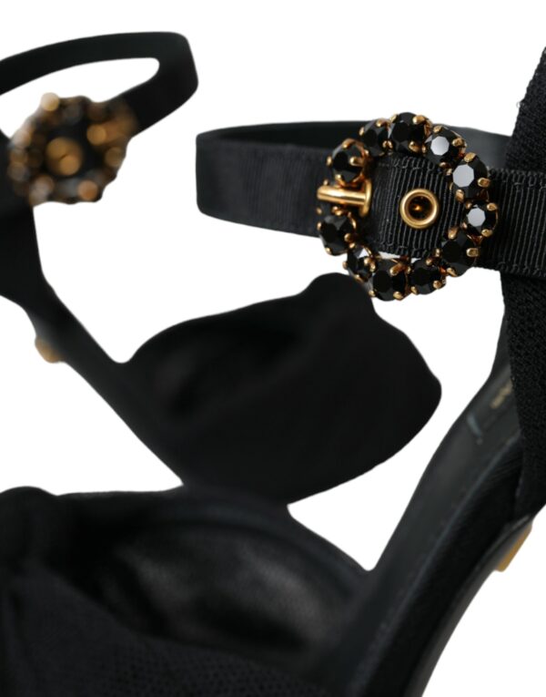Dolce & Gabbana Black Suede Embellished Heels Sandals Shoes - Image 8