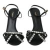 Dolce & Gabbana Black Viscose Crystal Bow Heels Sandals Shoes - Image 2