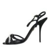 Dolce & Gabbana Black Viscose Crystal Bow Heels Sandals Shoes - Image 5