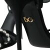 Dolce & Gabbana Black Viscose Crystal Bow Heels Sandals Shoes - Image 7