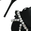 Dolce & Gabbana Black Viscose Crystal Bow Heels Sandals Shoes - Image 8