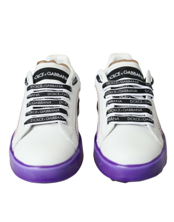 Dolce & Gabbana White Leather Portofino Low Top Sneakers Shoes - Image 2