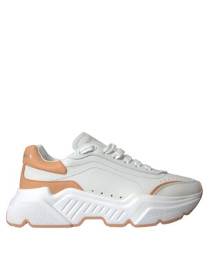 Dolce & Gabbana White Peach DAYMASTER Leather Sneakers Shoes