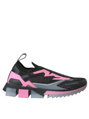 Dolce & Gabbana Black Pink Slip On Sorrento Sneakers Shoes