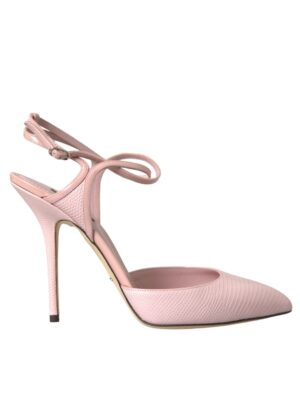 Dolce & Gabbana Pink Leather Ankle Strap Heels Pumps Shoes