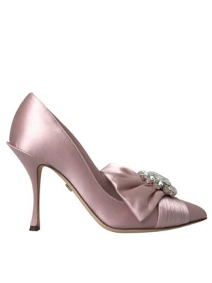 Dolce & Gabbana Pink Satin Crystal High Heels Pumps Shoes