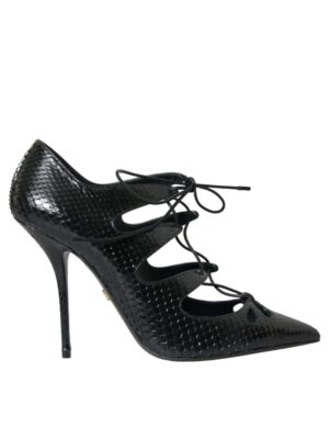 Dolce & Gabbana Black Python Leather Mary Jane Pumps Shoes