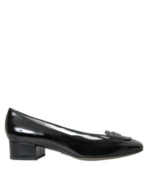 Dolce & Gabbana Black Patent Leather Block Heels Pumps Shoes