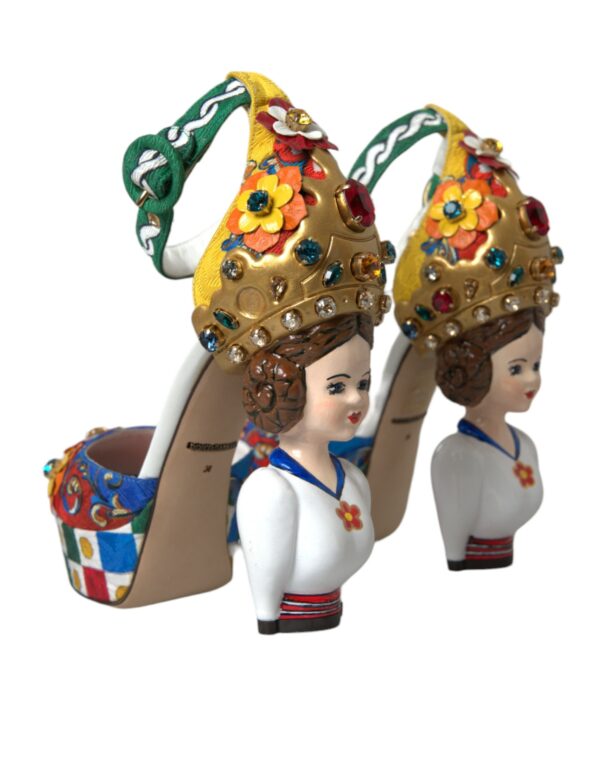 Dolce & Gabbana Multicolor Carretto Embellished Sandals Shoes - Image 4