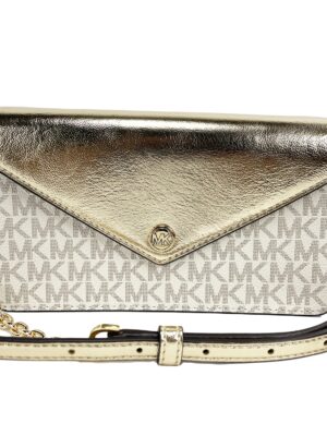 Michael Kors Jet Set Travel Pale Gold Small Flap Clutch Crossbody Bag