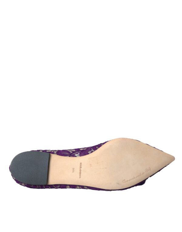 Dolce & Gabbana Purple Taormina Lace Crystal Loafers Shoes - Image 6