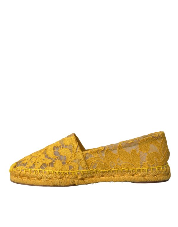 Dolce & Gabbana Yellow Taormina Lace Espadrille Loafers Flats Shoes - Image 4