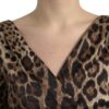 Dolce & Gabbana Brown Leopard Print Bodycon V-neck Midi Dress - Image 5