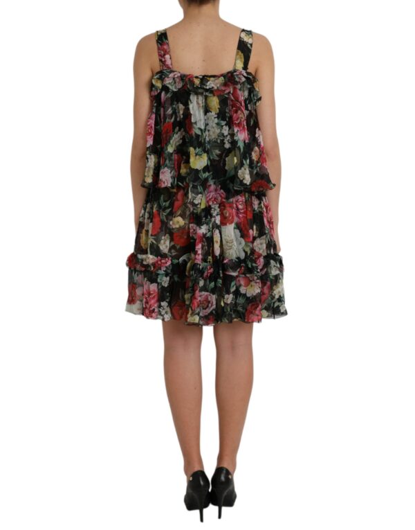 Dolce & Gabbana Black Floral Silk A-line Sleeveless Dress - Image 4