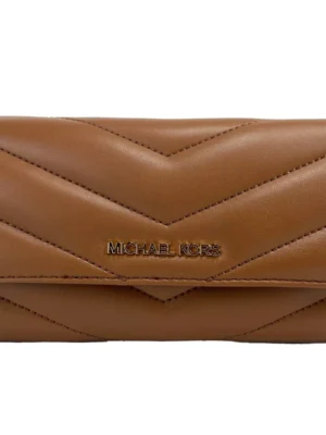 Michael Kors Jet Set Travel Large Quilted Leather Trifold Wallet Brown