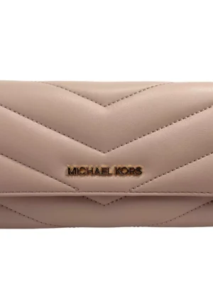 Michael Kors Jet Set Travel Large Quilted Leather Trifold Wallet Powder Blush