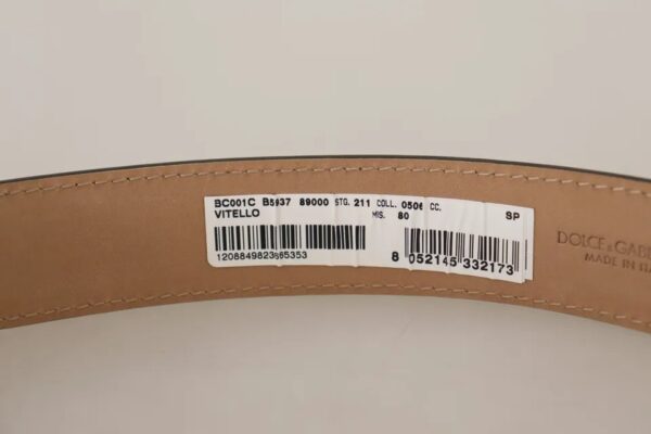 Dolce & Gabbana Black Leather Gold Metal Logo Engraved Buckle Belt - Image 7
