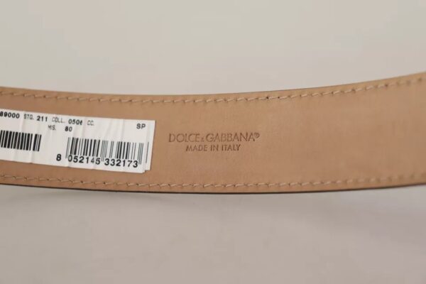 Dolce & Gabbana Black Leather Gold Metal Logo Engraved Buckle Belt - Image 8
