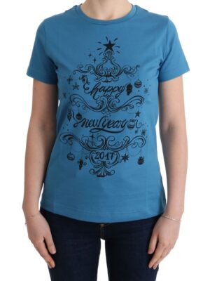 Dolce & Gabbana Chic Blue Cotton Tee with 2017 Print