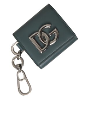 Dolce & Gabbana Green Leather DG Logo Keyring Coin Purse Keyring Wallet