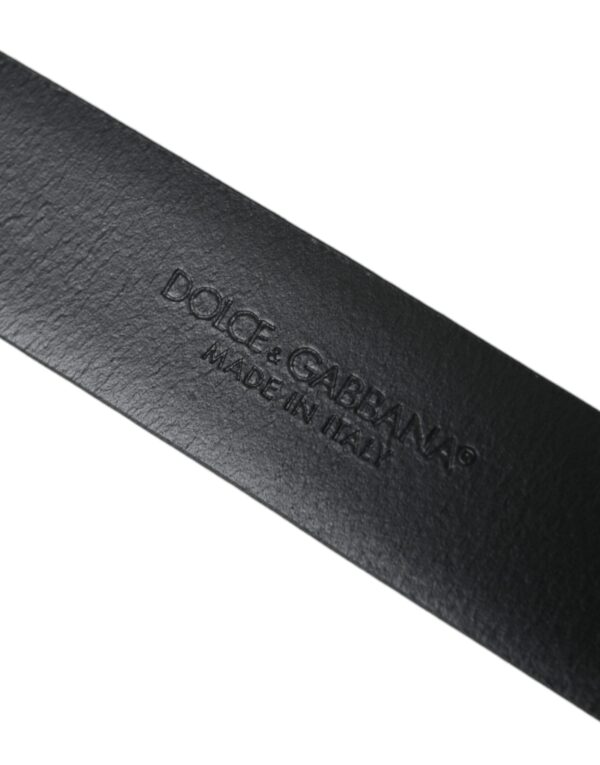 Dolce & Gabbana Blue Calf Leather Gold Metal Buckle Belt Men - Image 5