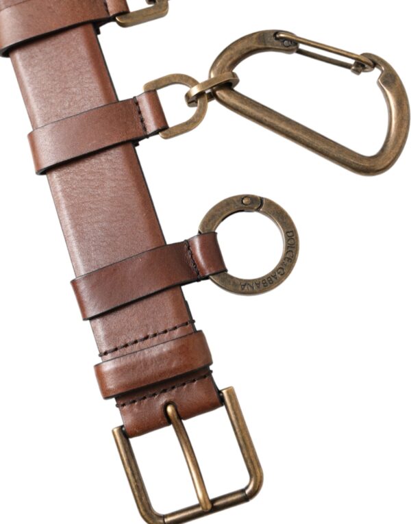 Dolce & Gabbana Brown Calf Leather Gold Metal Buckle Belt Men - Image 5