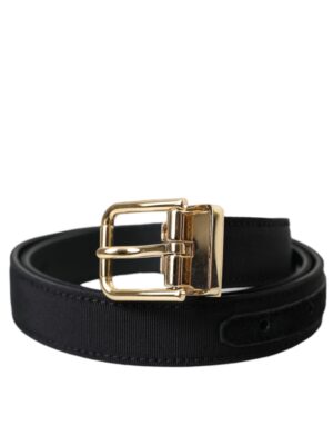 Dolce & Gabbana Black Gros Grain Gold Metal Buckle Belt Men