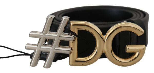 Dolce & Gabbana Black Leather Metal #DG Logo Buckle Belt - Image 2
