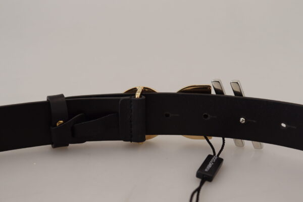 Dolce & Gabbana Black Leather Metal #DG Logo Buckle Belt - Image 6