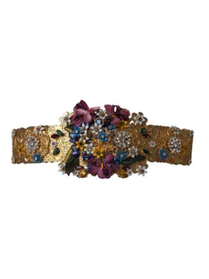 Dolce & Gabbana Multicolor Embellished Floral Crystal Wide Waist Belt