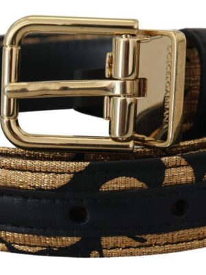 Dolce & Gabbana Multicolor Jacquard Leather Logo Buckle Belt