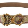 Dolce & Gabbana Pink Jaquard DG Logo Gold Metal Buckle Belt - Image 3