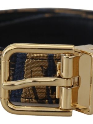 Dolce & Gabbana Multicolor Jacquard Leather Logo Buckle Belt