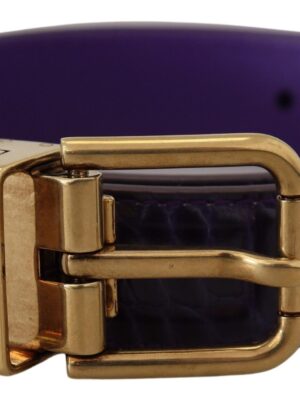 Dolce & Gabbana Purple Exotic Leather Gold Metal Buckle Belt