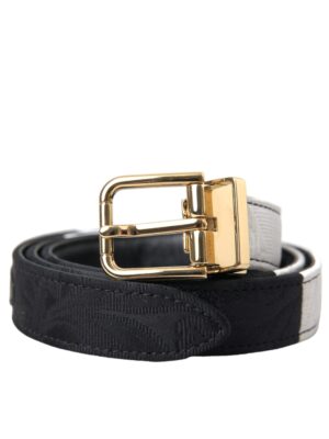 Dolce & Gabbana Black White Patchwork Gold Metal Buckle Belt
