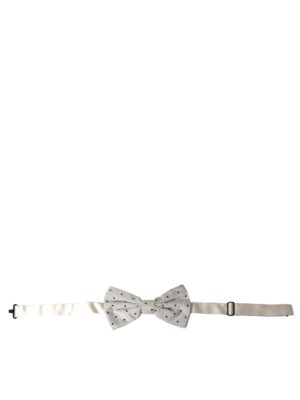 Dolce & Gabbana White Black Polka Dot Polyester Bow Tie Men