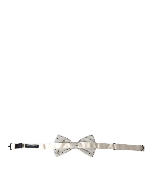 Dolce & Gabbana White Black Polka Dot Polyester Bow Tie Men - Image 3