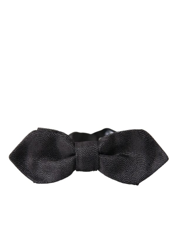 Dolce & Gabbana Black Silk Adjustable Neck Men Bow Tie - Image 4