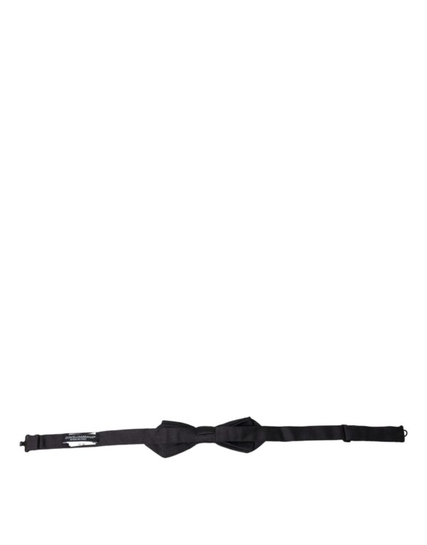 Dolce & Gabbana Black Silk Adjustable Neck Men Bow Tie - Image 3