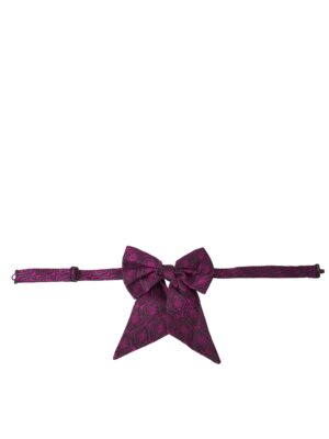 Dolce & Gabbana Purple Ribbon Silk Adjustable Neck Men Bow Tie