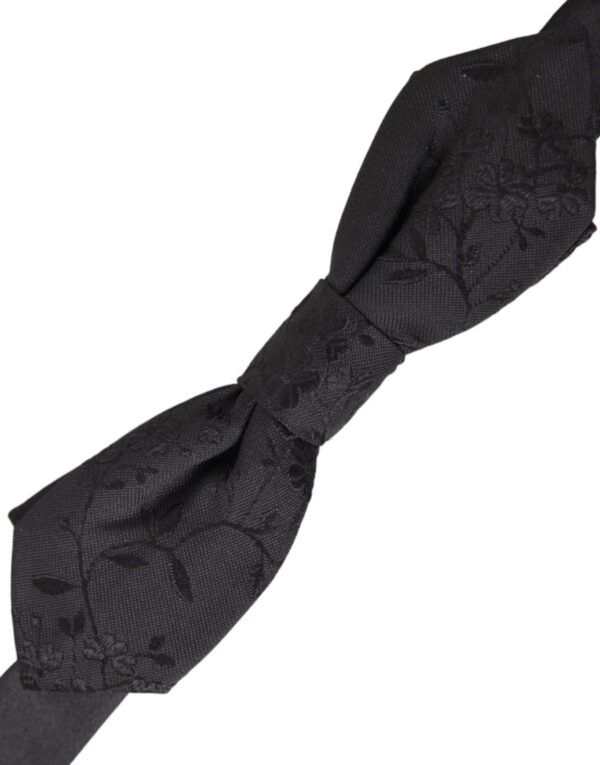 Dolce & Gabbana Black Silk Adjustable Neck Men Bow Tie - Image 3