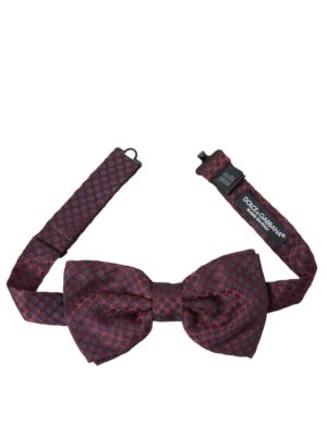 Dolce & Gabbana Maroon Polka Dots Silk Adjustable Neck Bow Tie