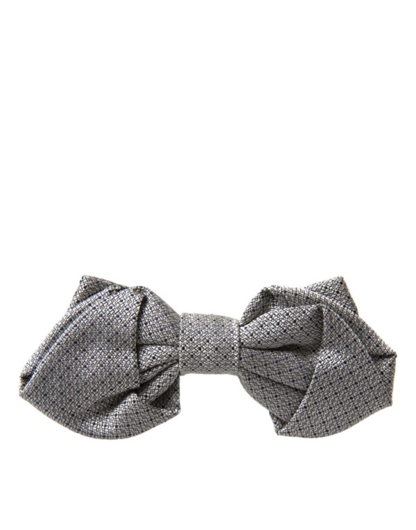 Dolce & Gabbana Gray Silk Adjustable Neck Men Bow Tie - Image 5