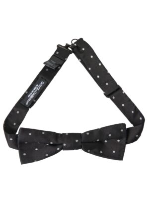 Dolce & Gabbana Black White Polka Dot Silk Men Neck Bow Tie
