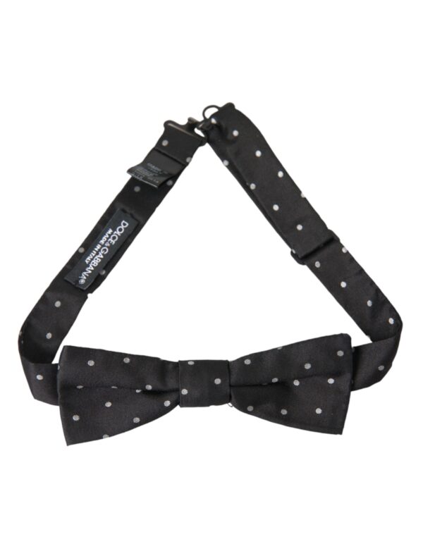 Dolce & Gabbana Black White Polka Dot Silk Men Neck Bow Tie - Image 2