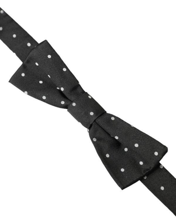 Dolce & Gabbana Black White Polka Dot Silk Men Neck Bow Tie - Image 3