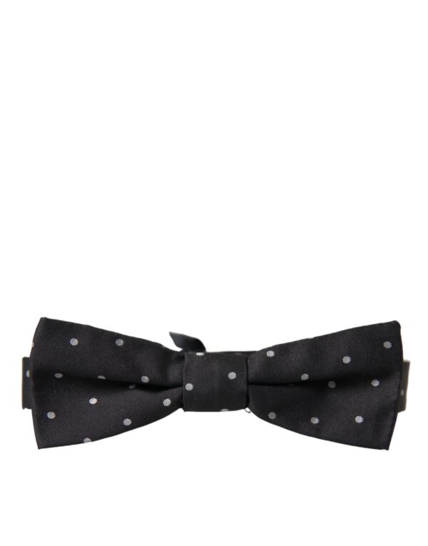 Dolce & Gabbana Black White Polka Dot Silk Men Neck Bow Tie - Image 5