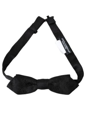 Dolce & Gabbana Black Brocade Silk Adjustable Neck Bow Tie